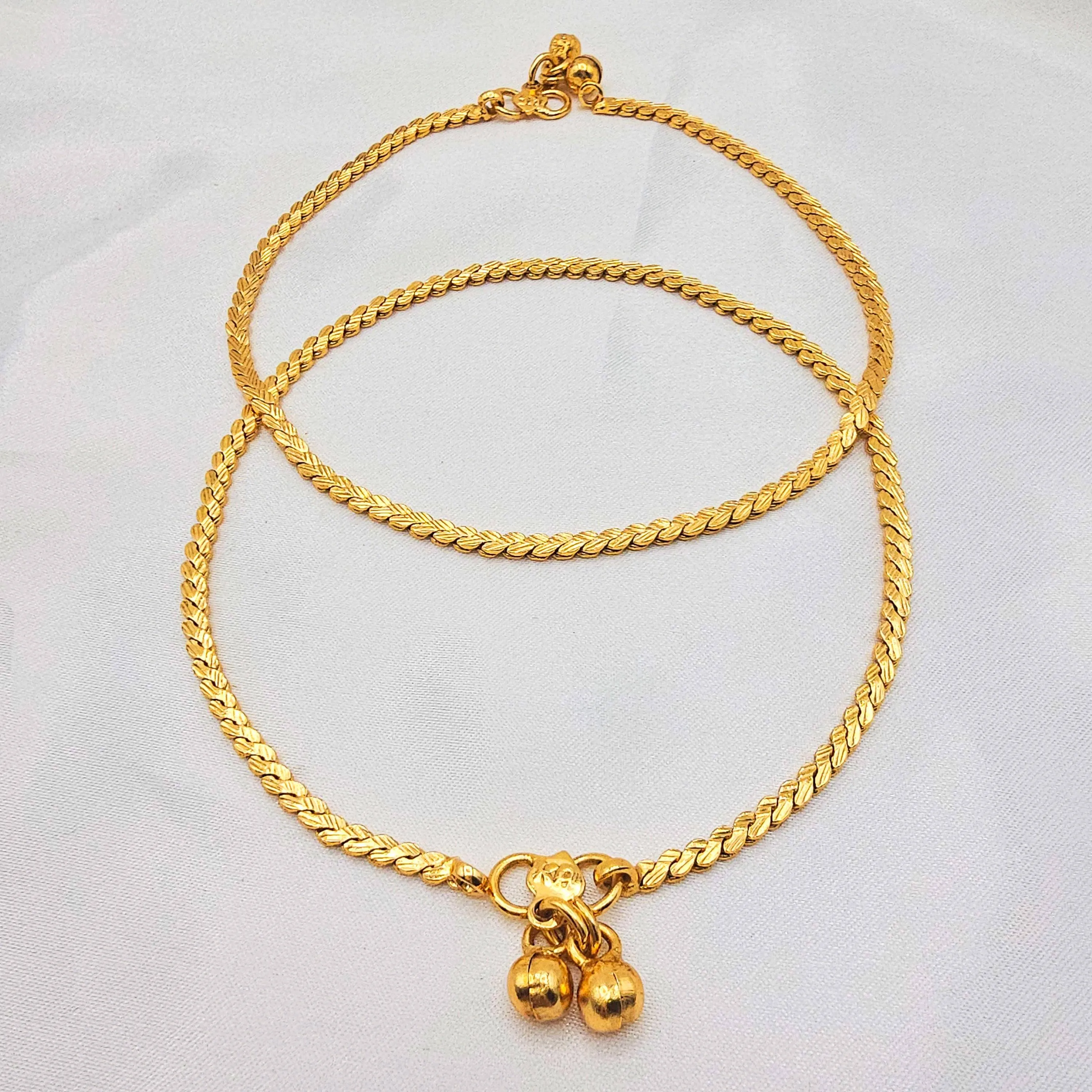 Gold Plated Breaded Chain Anklets