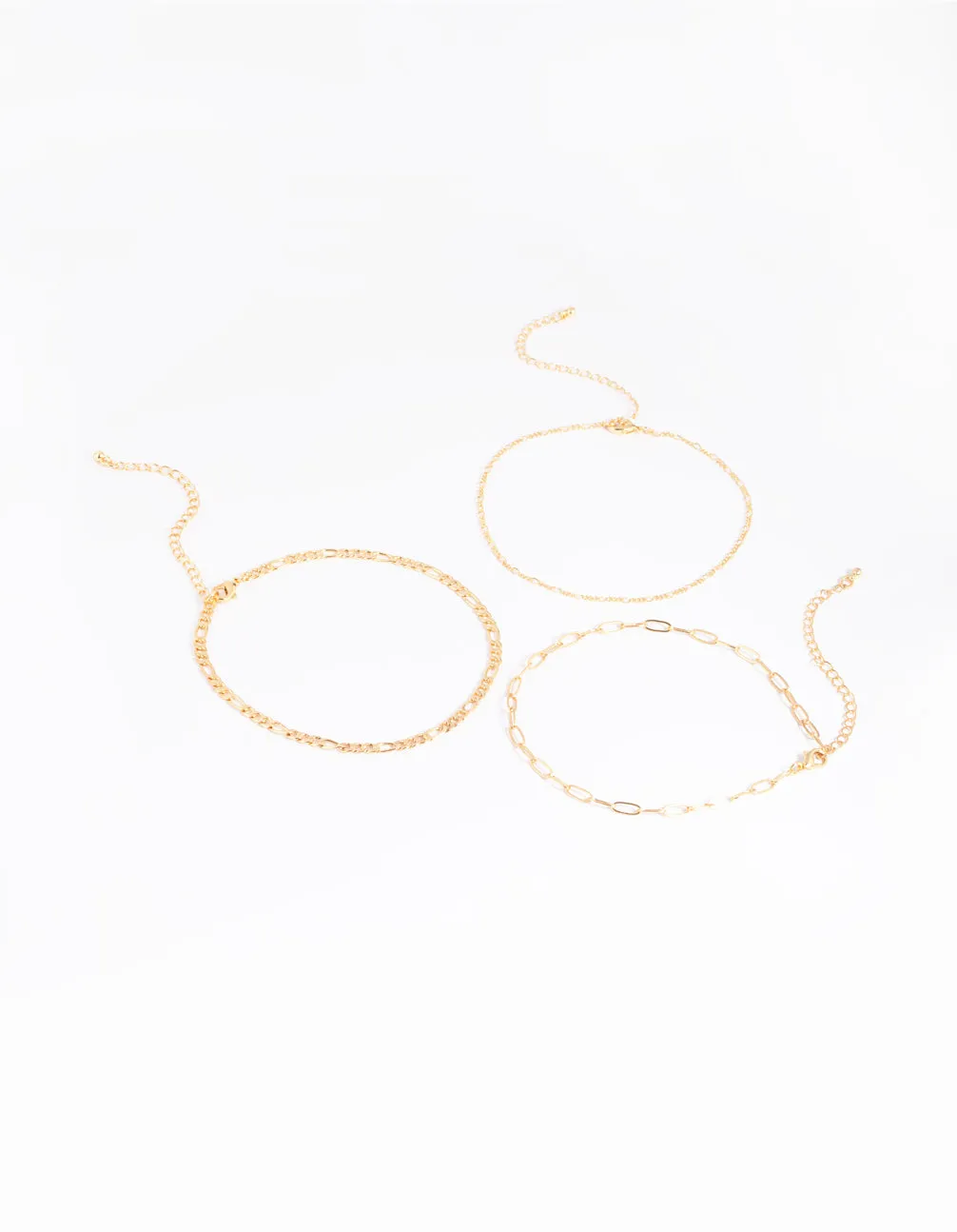 Gold Plated Dainty Chain Anklet Pack