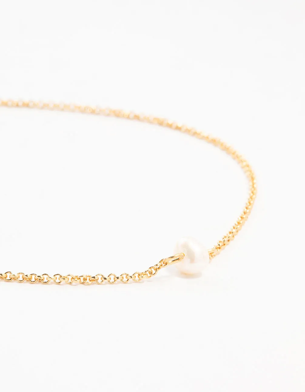 Gold Plated Pearl Curb Anklets 2-Pack