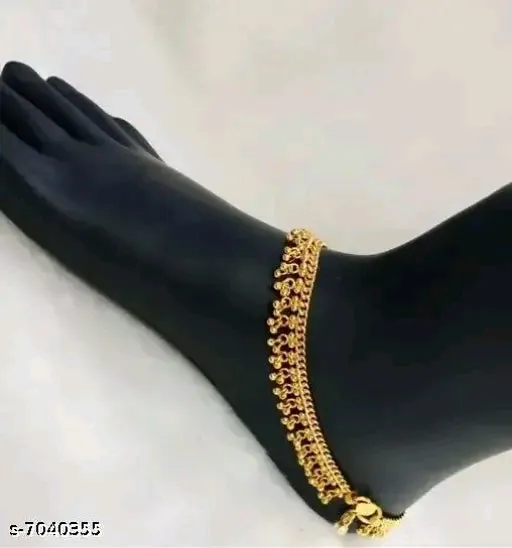 Gold Trendy Traditional Fashion Indian Style Anklet - Elegant Gold-Plated Payal for Women and Girls