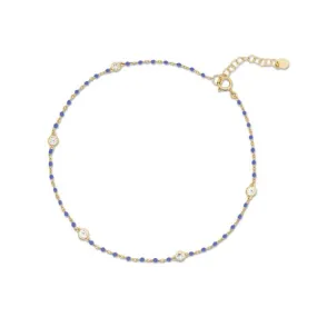 Gold Vermeil Blue Enamel Anklet