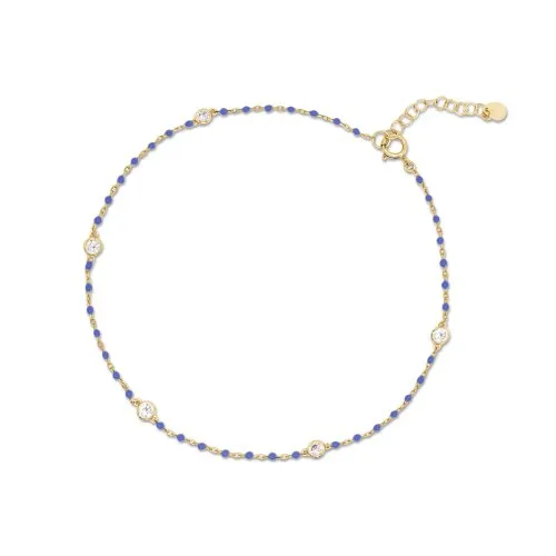 Gold Vermeil Blue Enamel Anklet