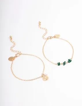 Green Chip & Coin Anklet Pack