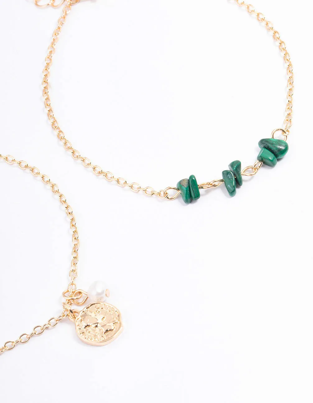 Green Chip & Coin Anklet Pack