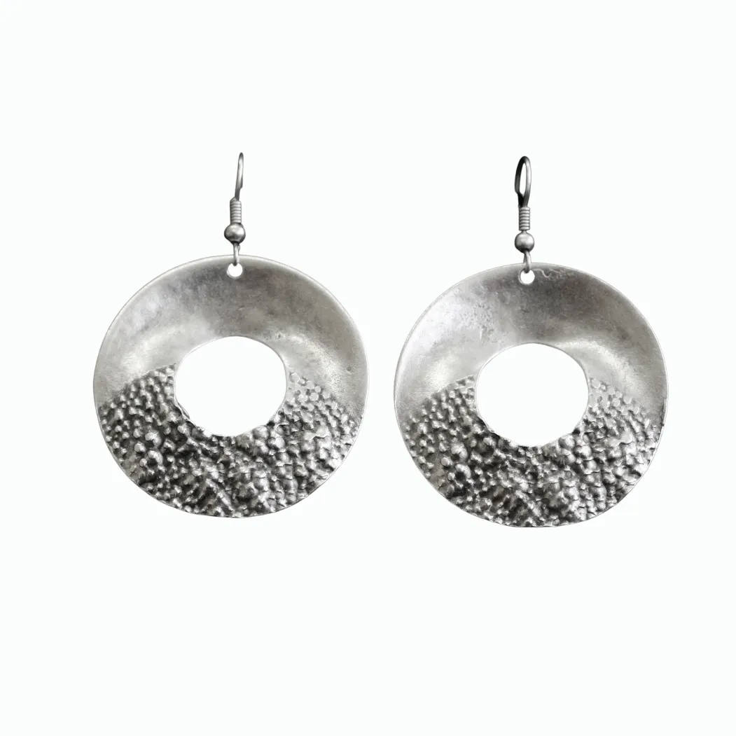 Half Hammered Artistic Earrings