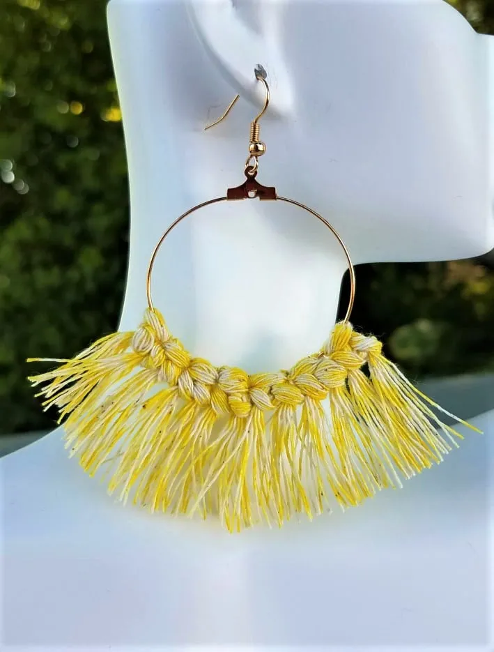 Handmade Macramé Hoop Earrings