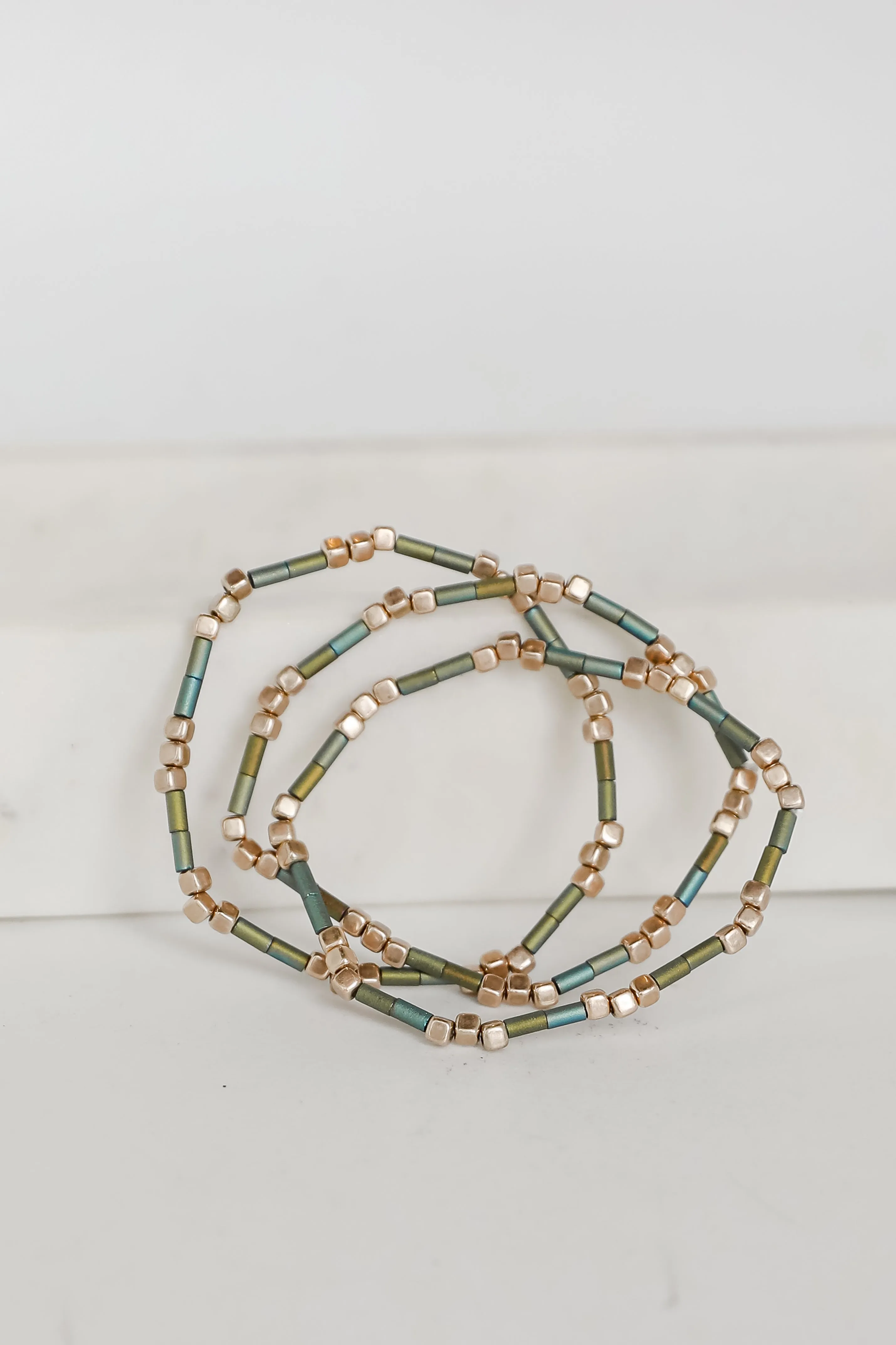 Hannah Green Beaded Bracelet Set