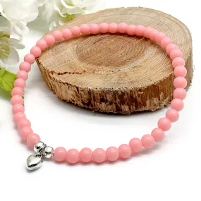 Heart Charm Acrylic Bead Anklet - Colour Choice