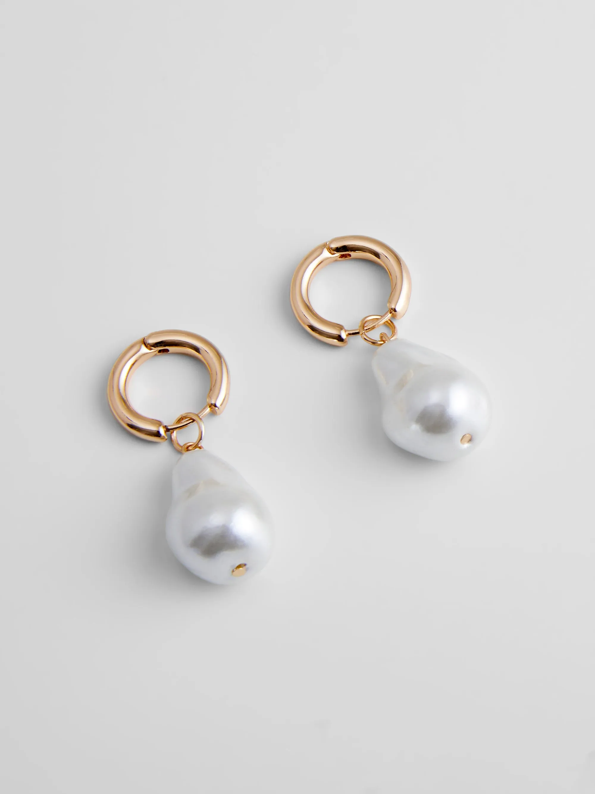 Irregular Faux Pearl Huggie Hoop Earrings