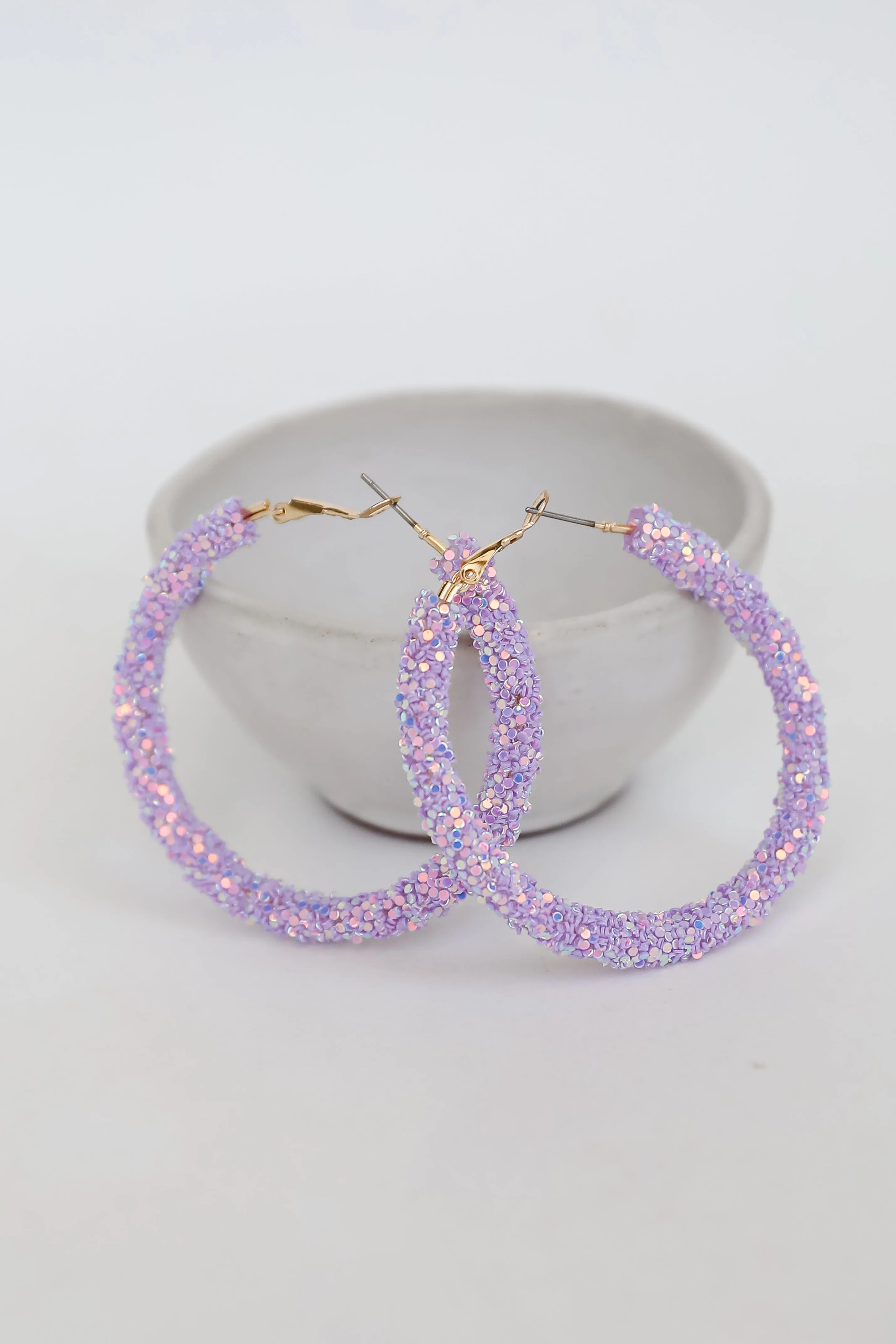 Isabelle Lavender Beaded Hoop Earrings