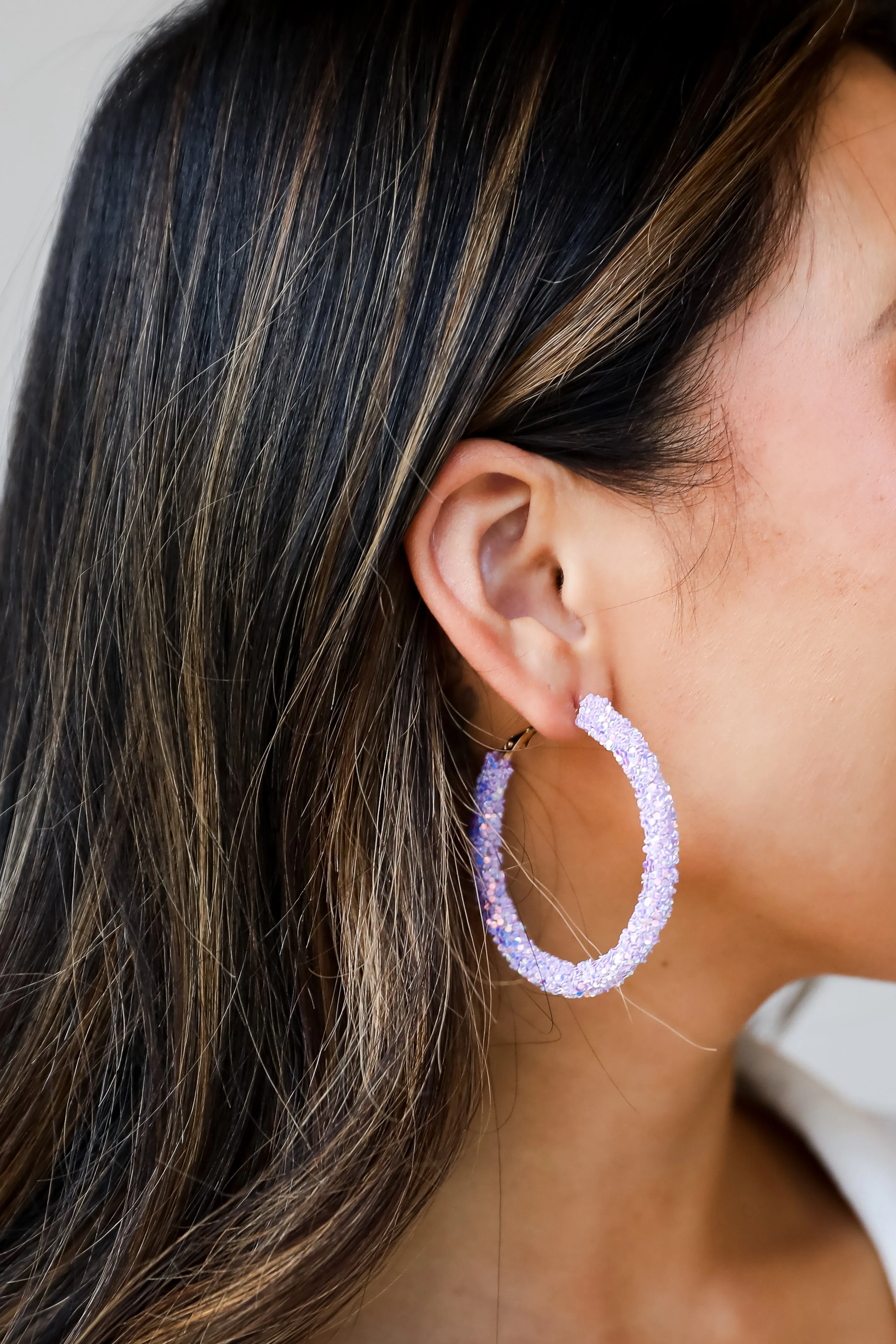 Isabelle Lavender Beaded Hoop Earrings