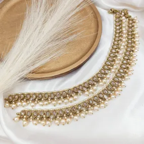 Janvi - Antique Gold Polki Statement Anklets | Jhanjara