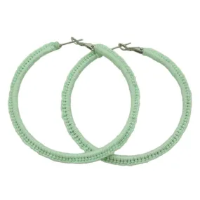 Large Mint Green Crochet Hoop Pierced Earring - STXE26