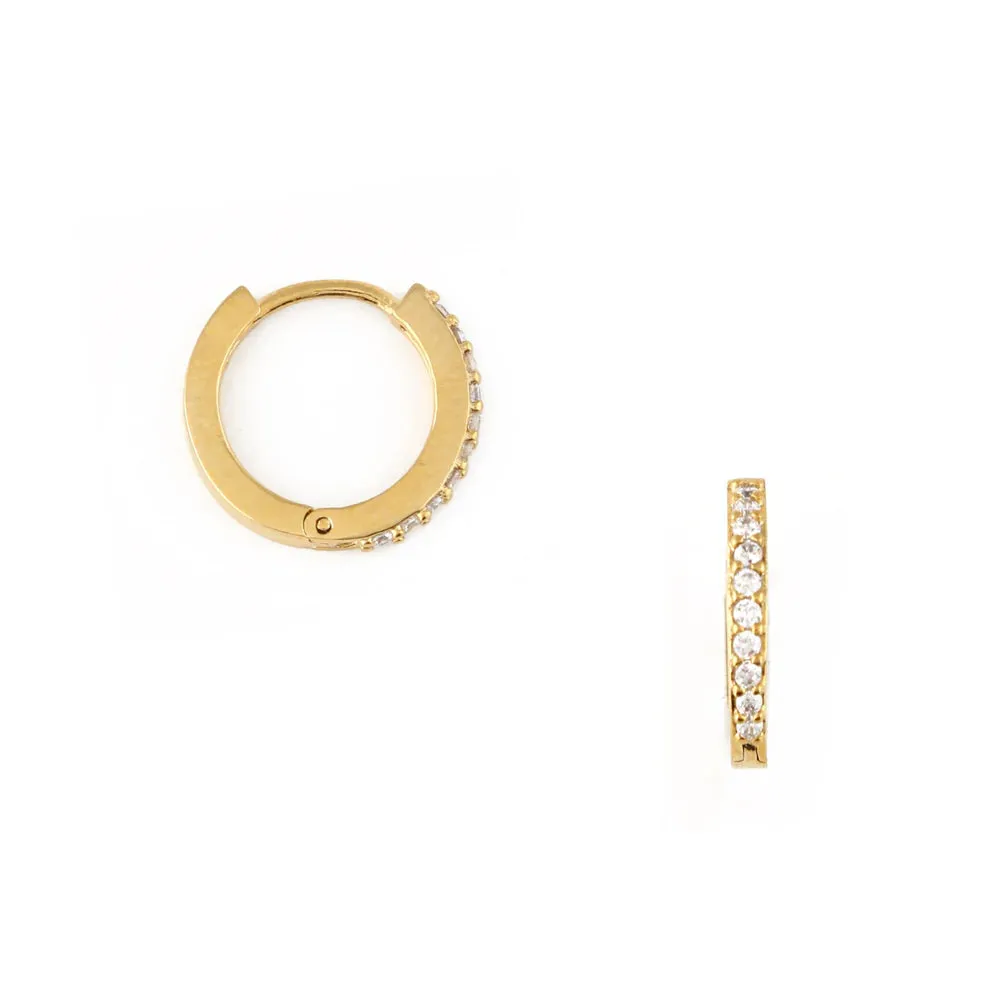 *LAST ONE!* Orelia Pave Huggie Hoop Earrings 12mm in Gold ORE22704