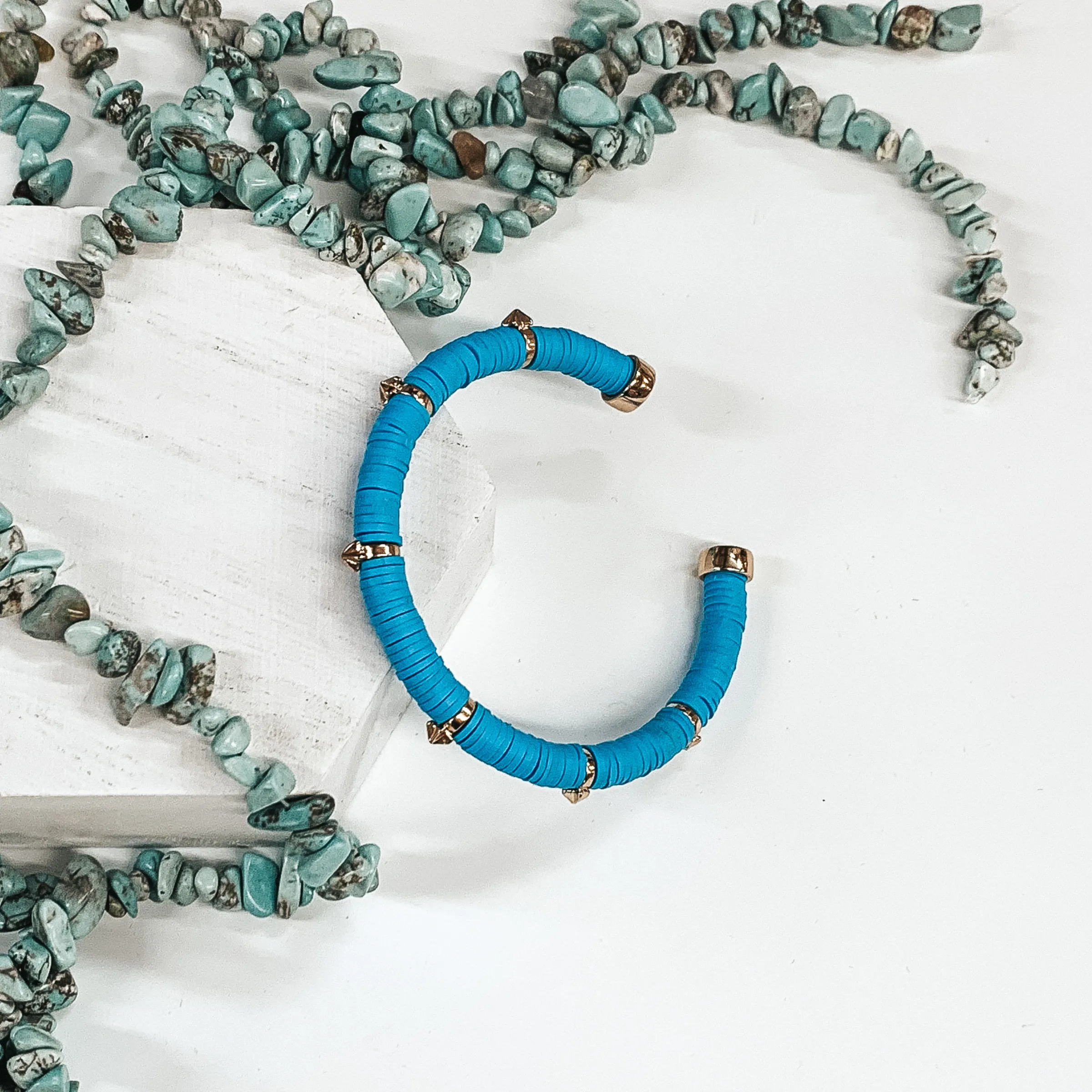 Lost in Paradise Disc Bead Bracelet in Baby Blue