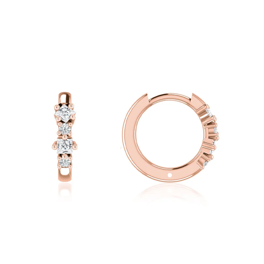 MARI - Huggie Hoop Set Lab Diamond Earrings 18k Rose Gold