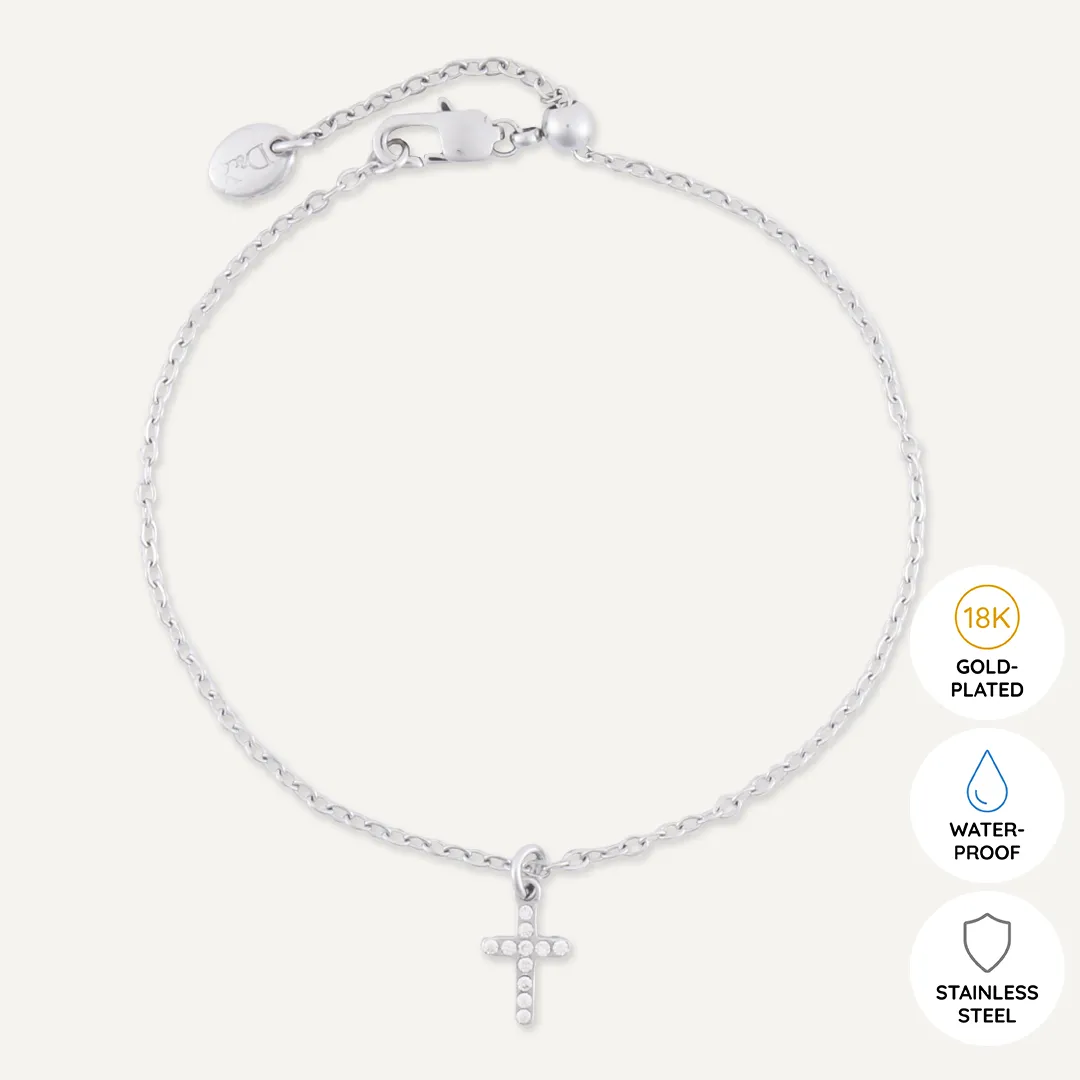 Memories: "CONGRATULATIONS ON YOUR HOLY COMMUNION" | Cross Bracelet | White Gold-Plated