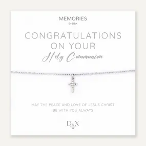 Memories: "CONGRATULATIONS ON YOUR HOLY COMMUNION" | Cross Bracelet | White Gold-Plated