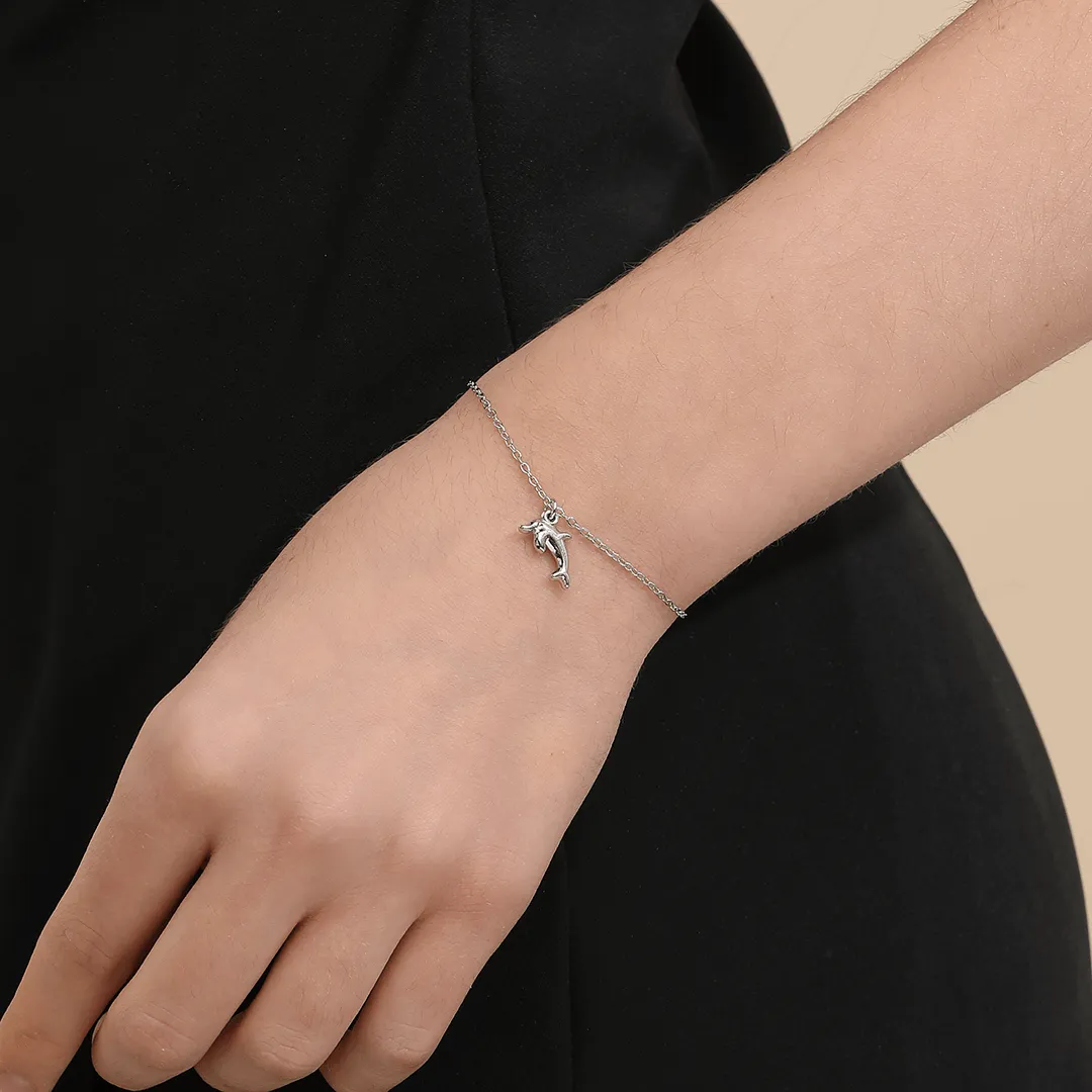 Memories: "DOLPHINITELY…" | Dolphin Bracelet | White Gold-Plated