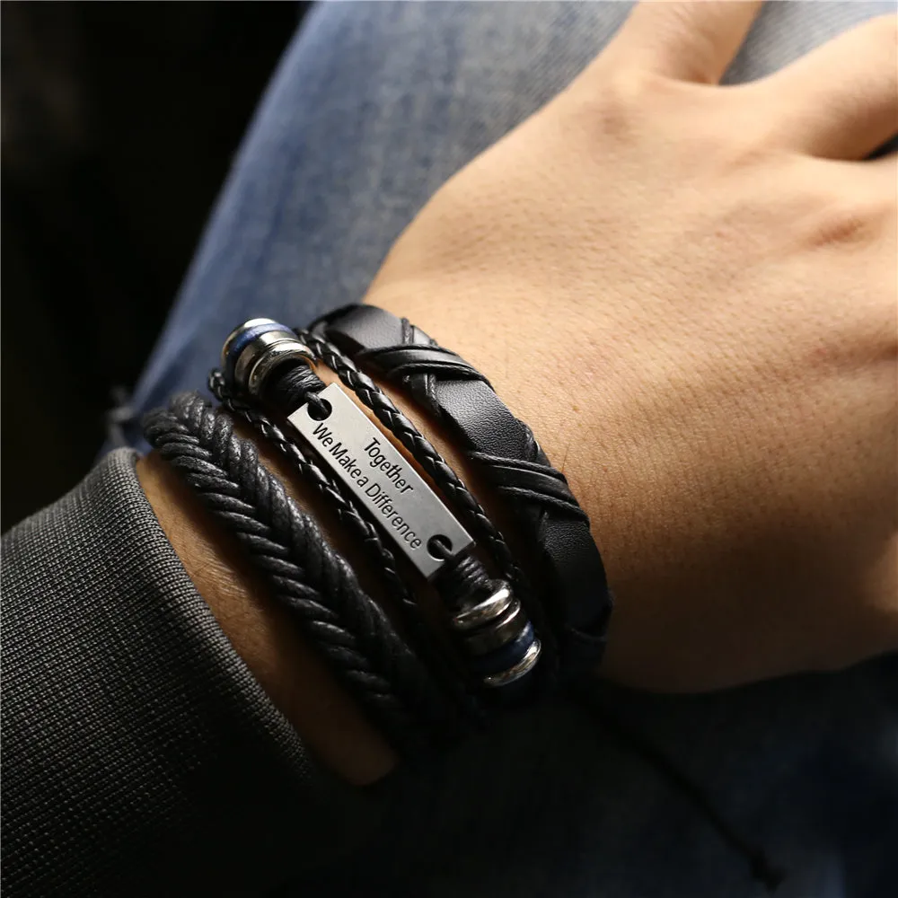 Men Leather Charm Bracelets