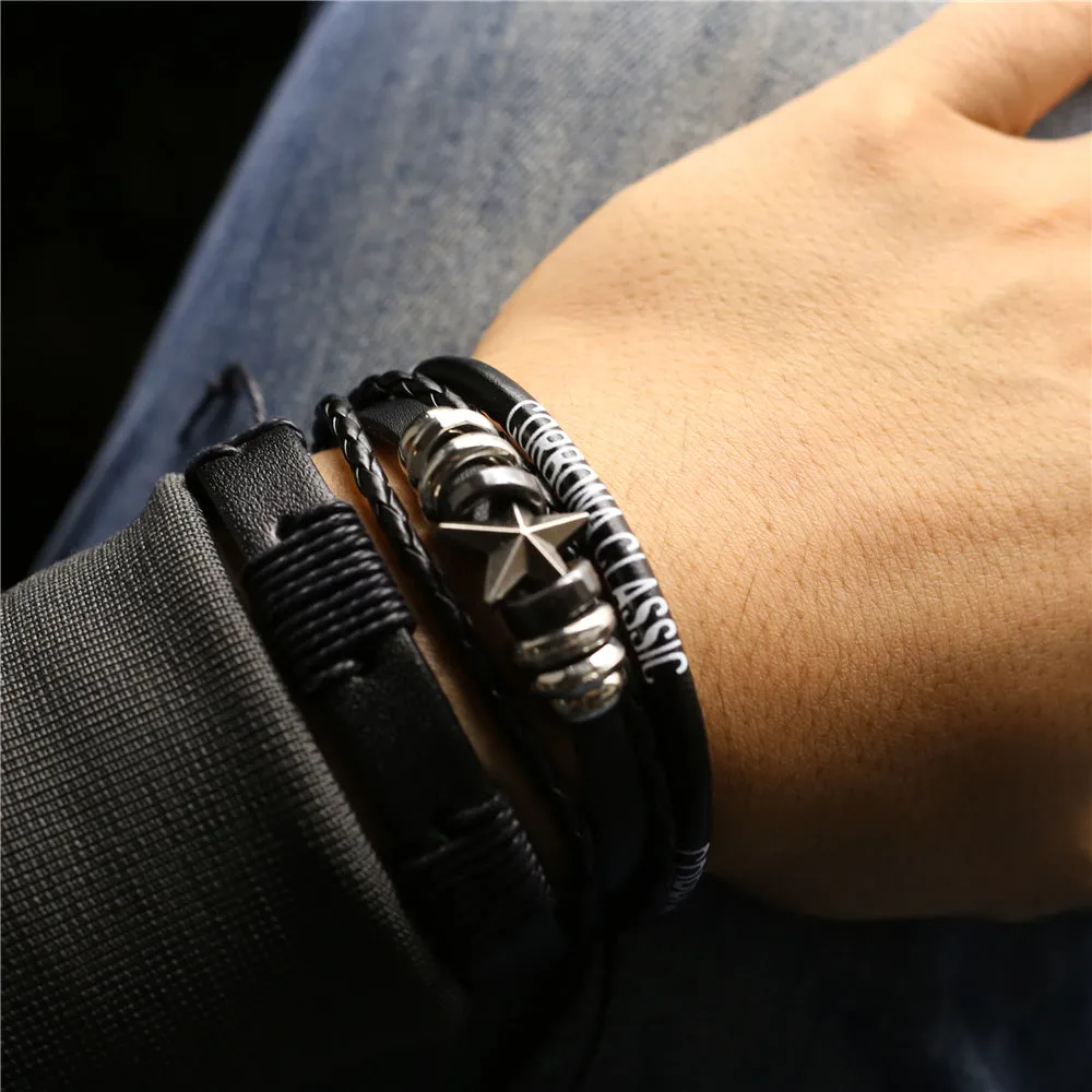 Men Leather Charm Bracelets