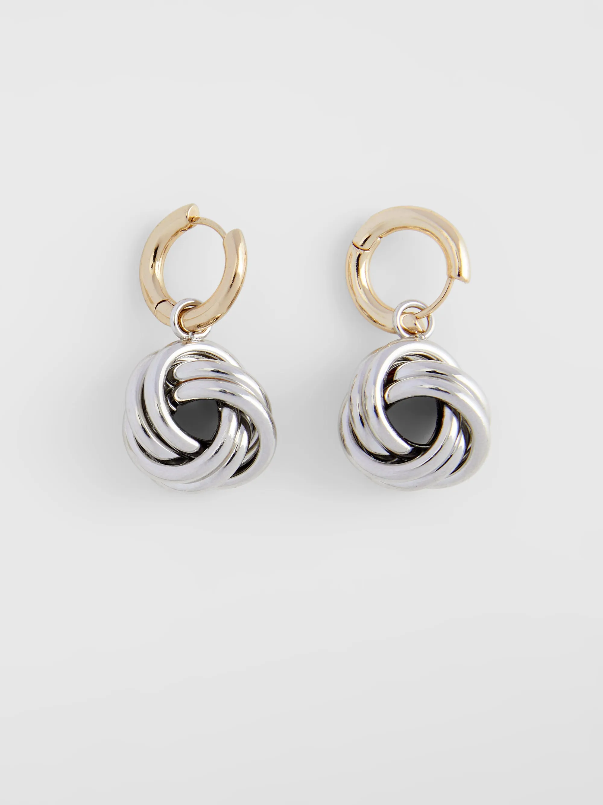 Metal Knot Huggie Hoop Earrings