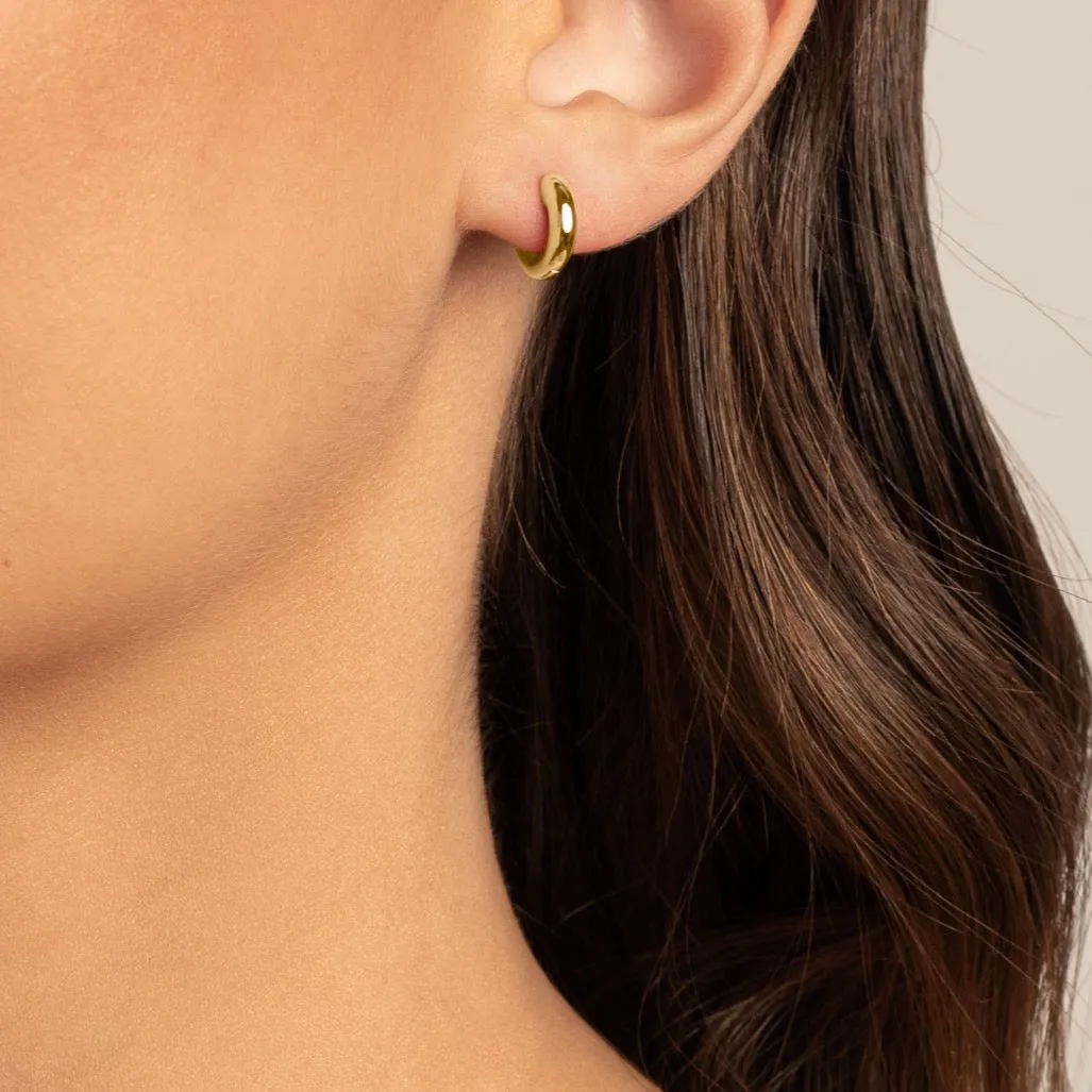 Midi Huggie Earrings  in Gold