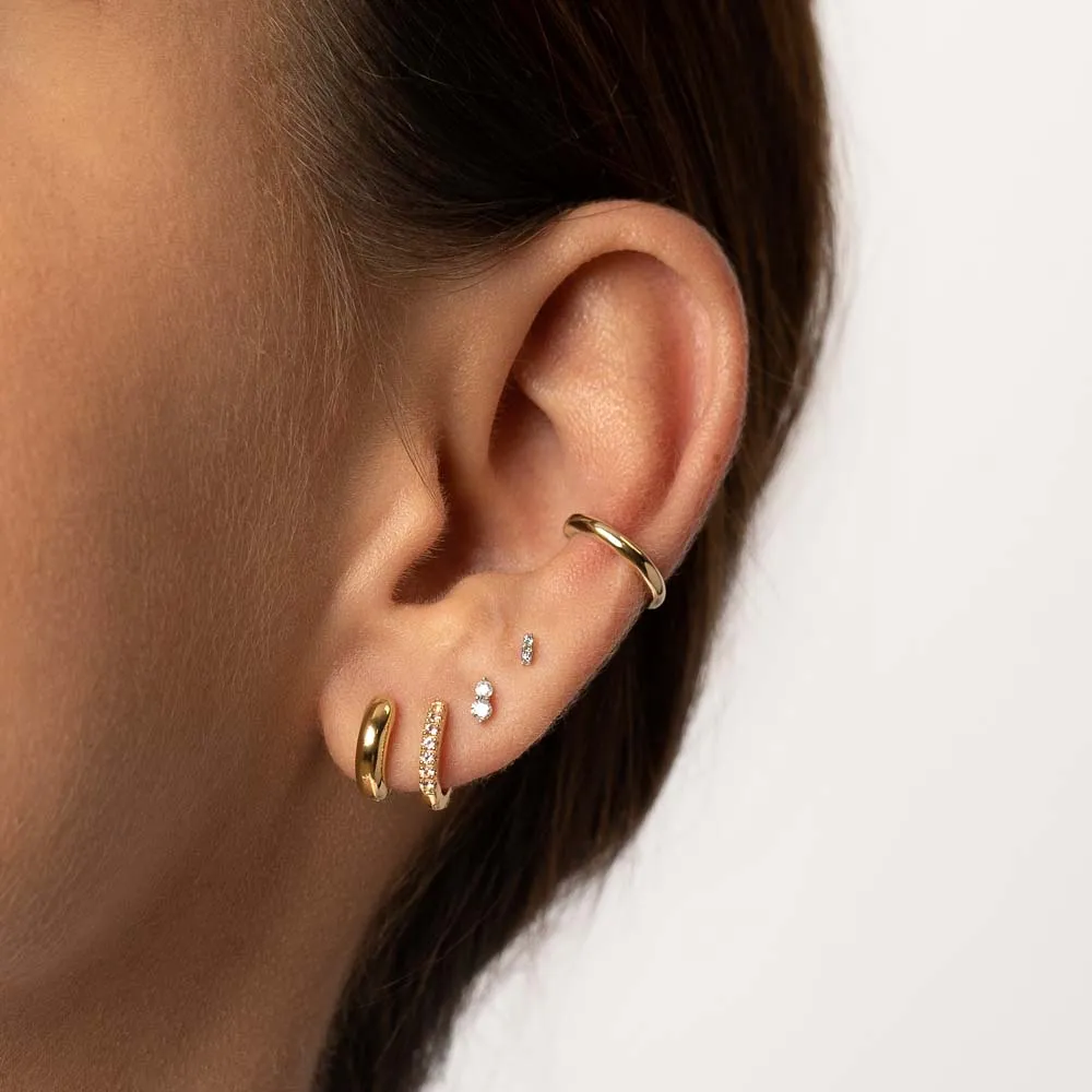 Midi Huggie Earrings  in Gold