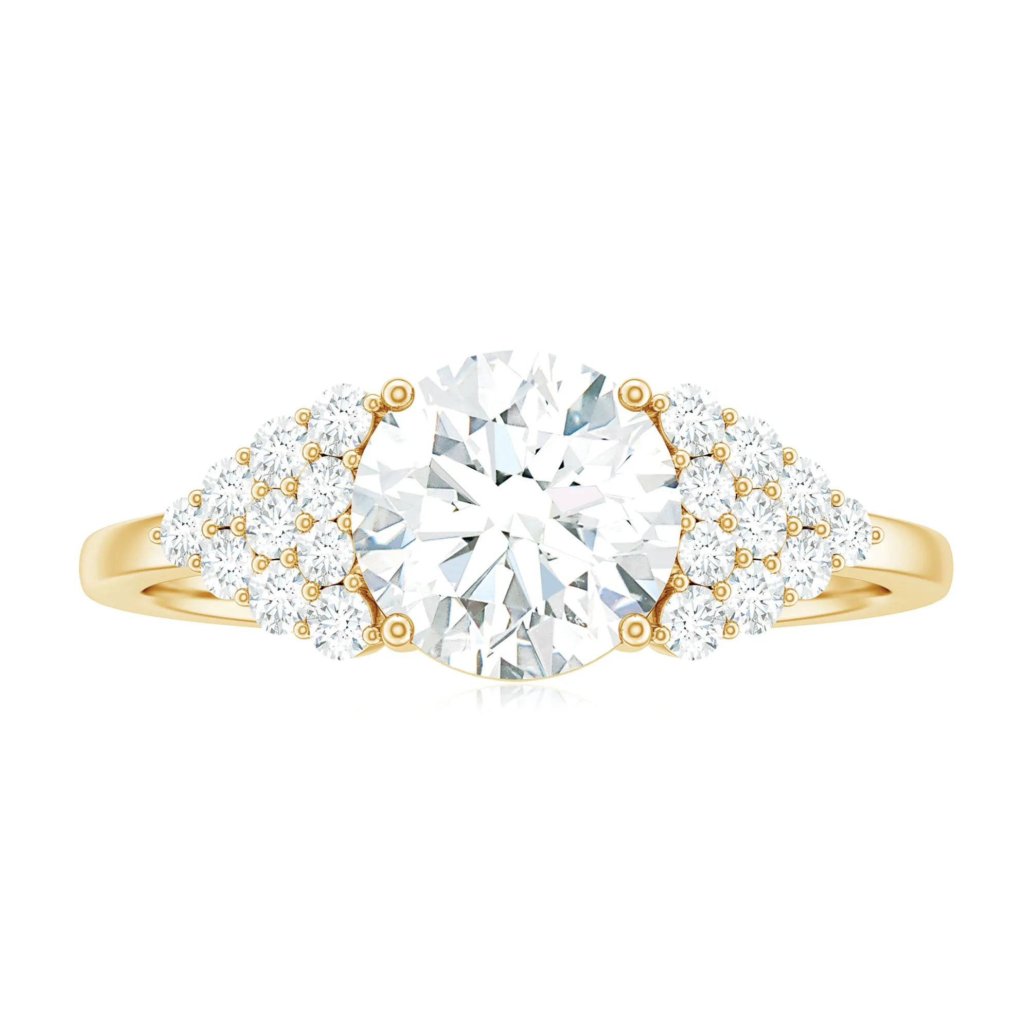 Moissanite Solitaire Engagement Ring with Side Stones