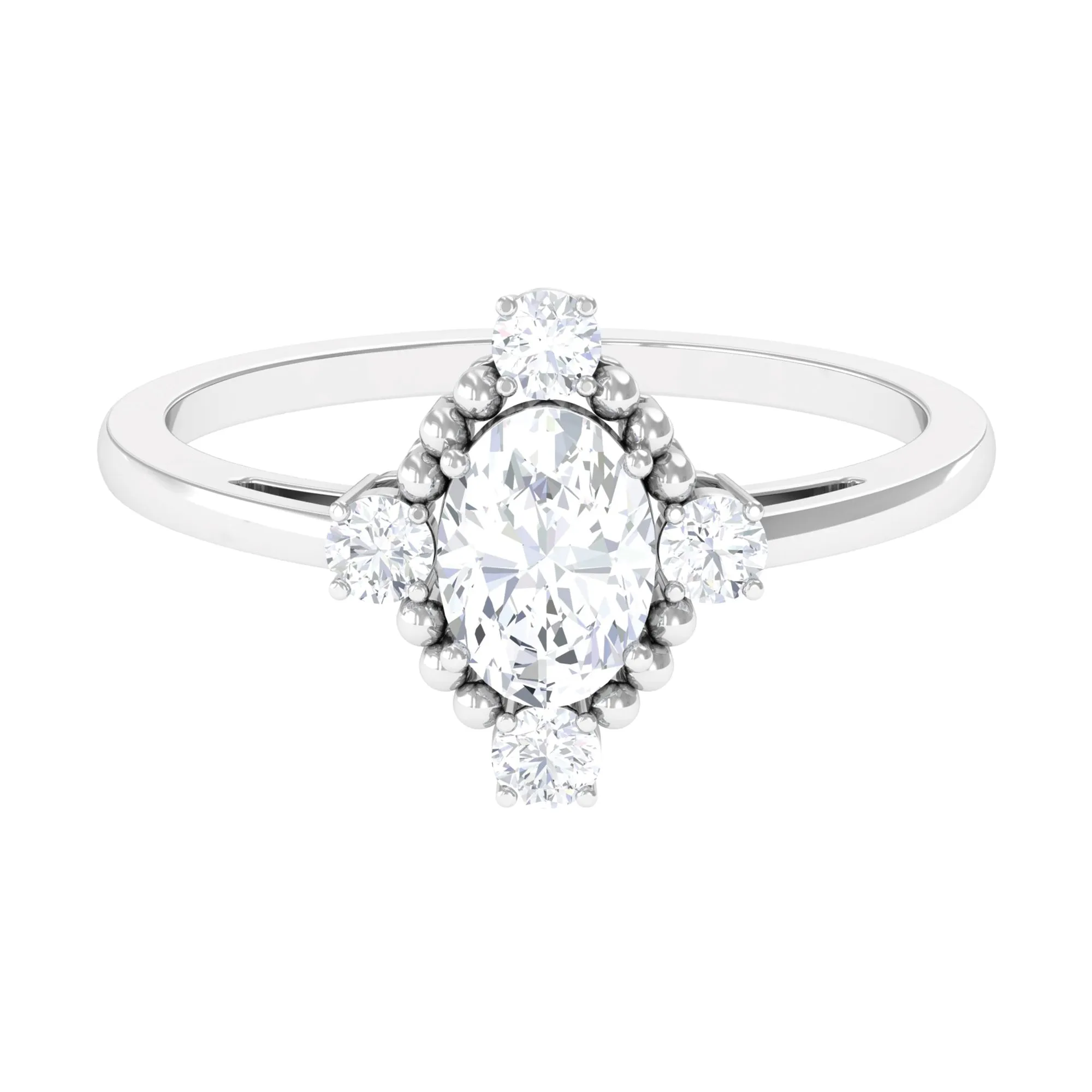 Oval Shape Moissanite Solitaire Vintage Engagement Ring