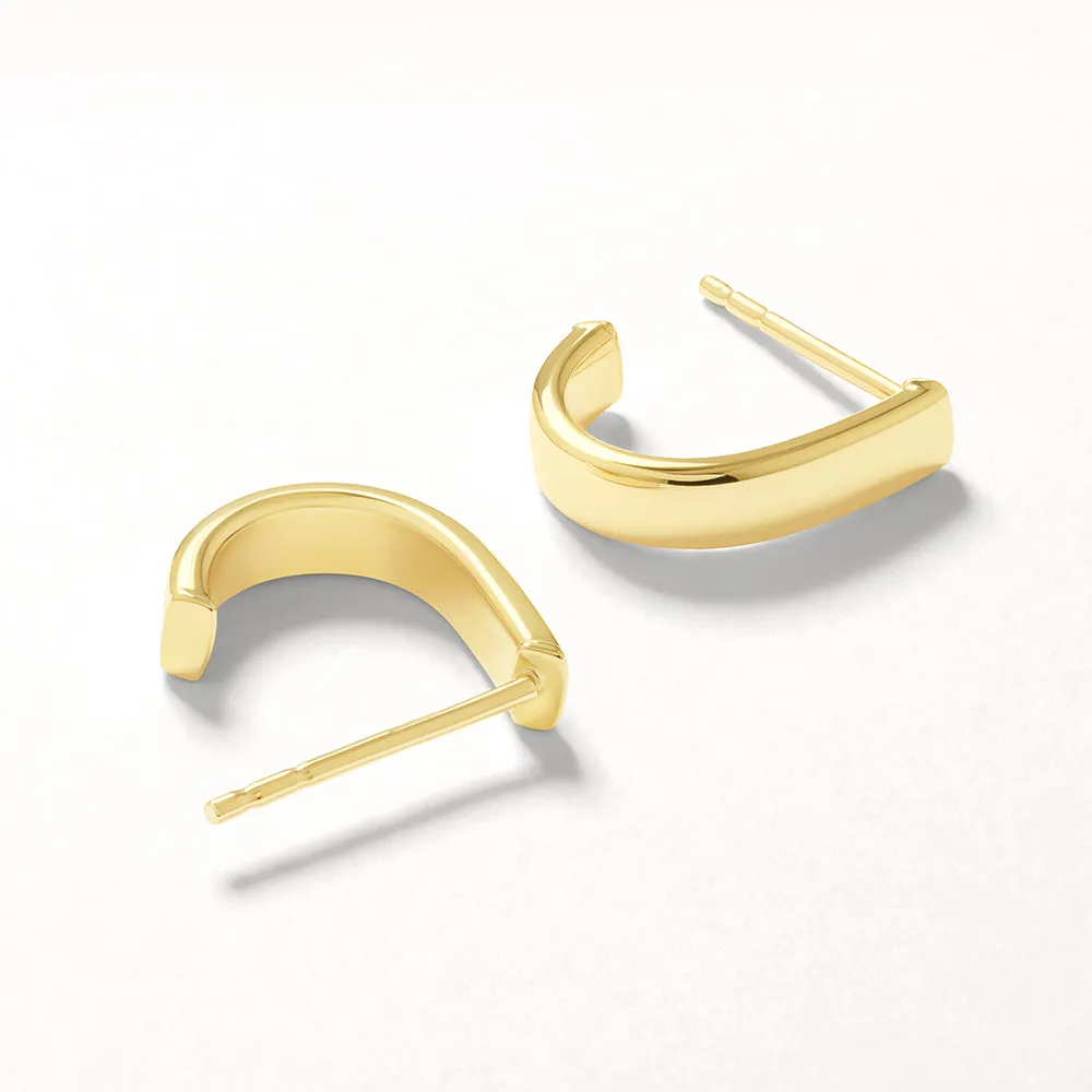 Plain Half Huggie Stud Earrings in 10k Gold