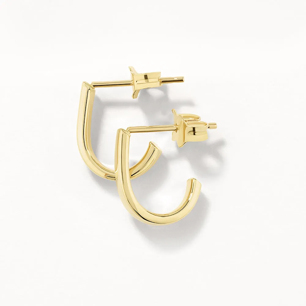 Plain Half Huggie Stud Earrings in 10k Gold