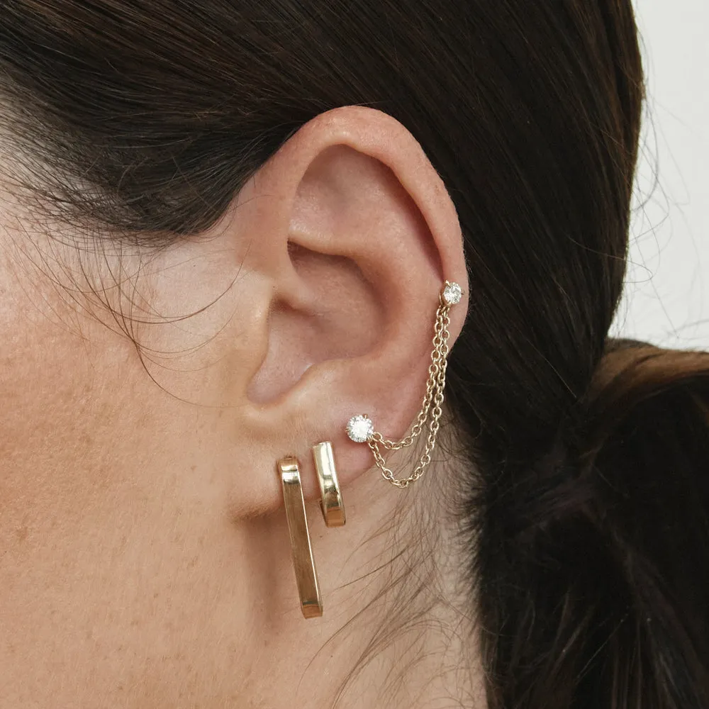 Plain Half Huggie Stud Earrings in 10k Gold