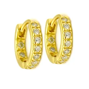 "InsideOutside" Gold-Dipped Round CZ Huggie Mini Hoops Earrings