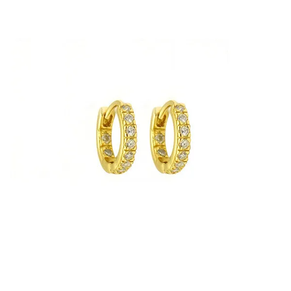 "InsideOutside" Gold-Dipped Round CZ Huggie Mini Hoops Earrings