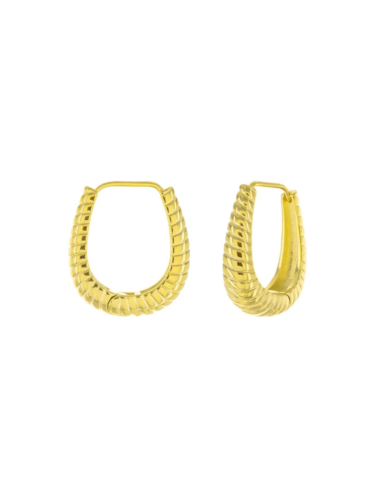 Ridged Oval Statement Huggie Hoops