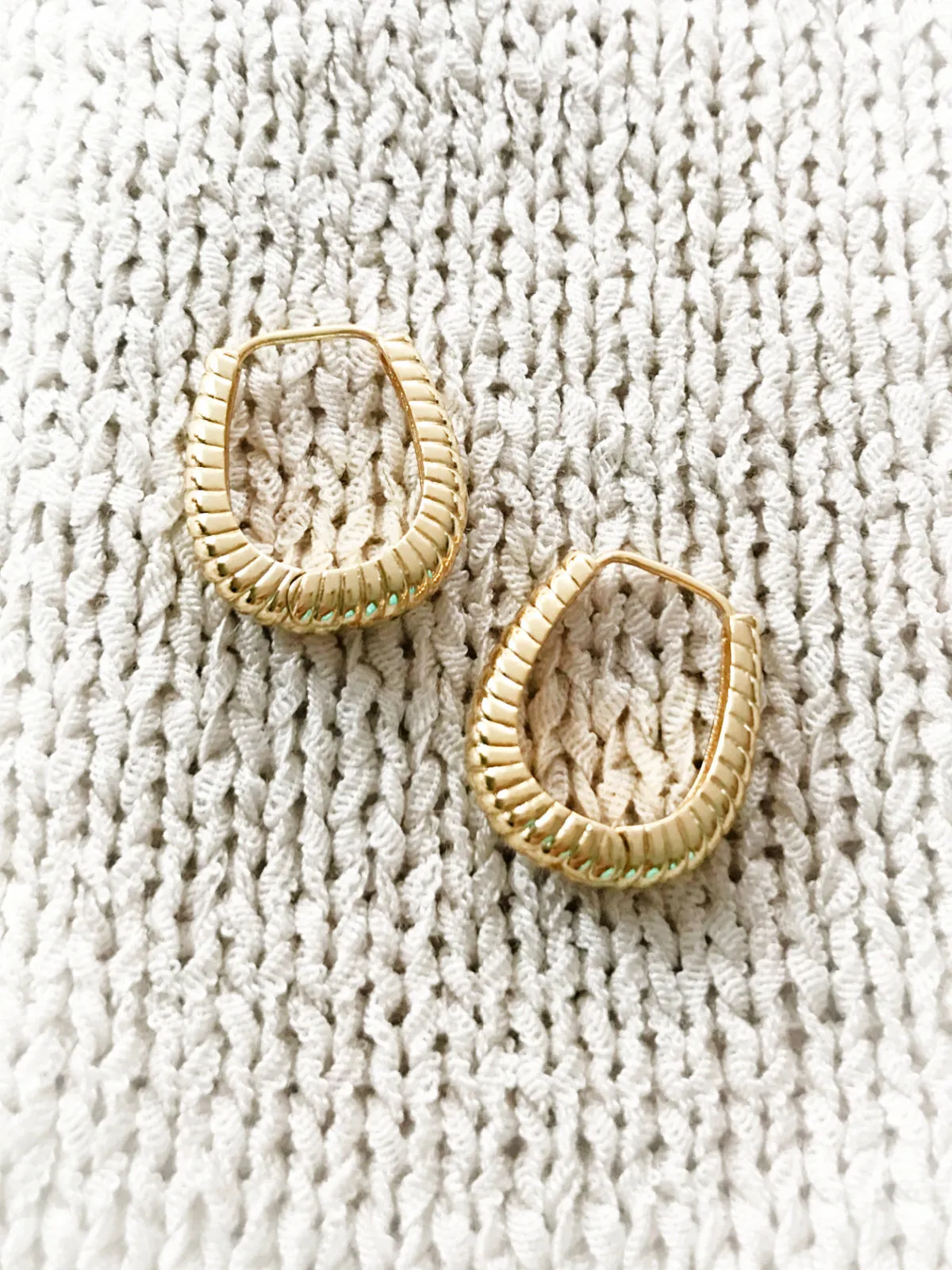 Ridged Oval Statement Huggie Hoops