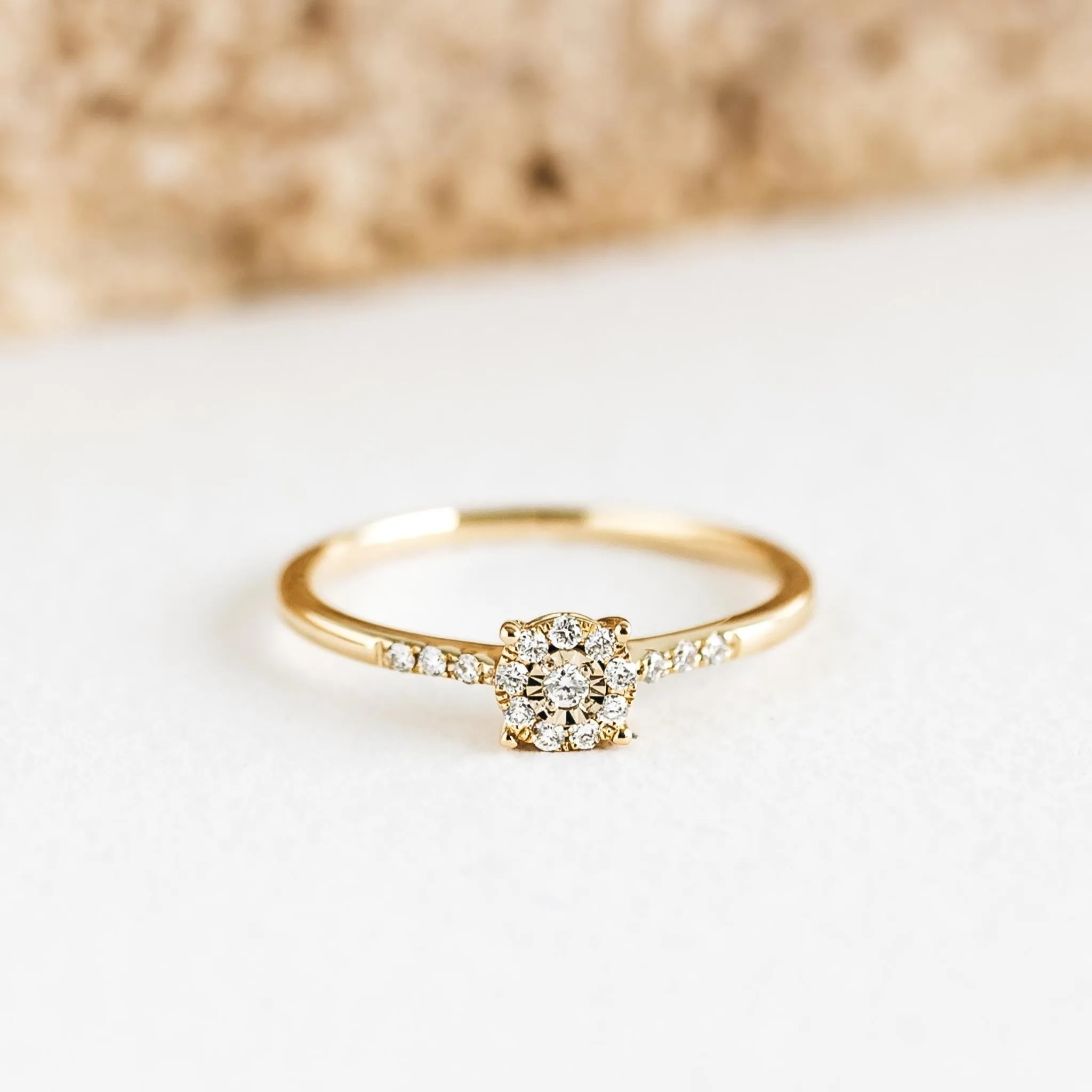 Round Cluster Diamond Ring 14k Gold - Zaira