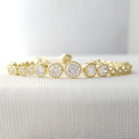 Round Crystal Gold Tennis Bracelet for Weddings-Zara