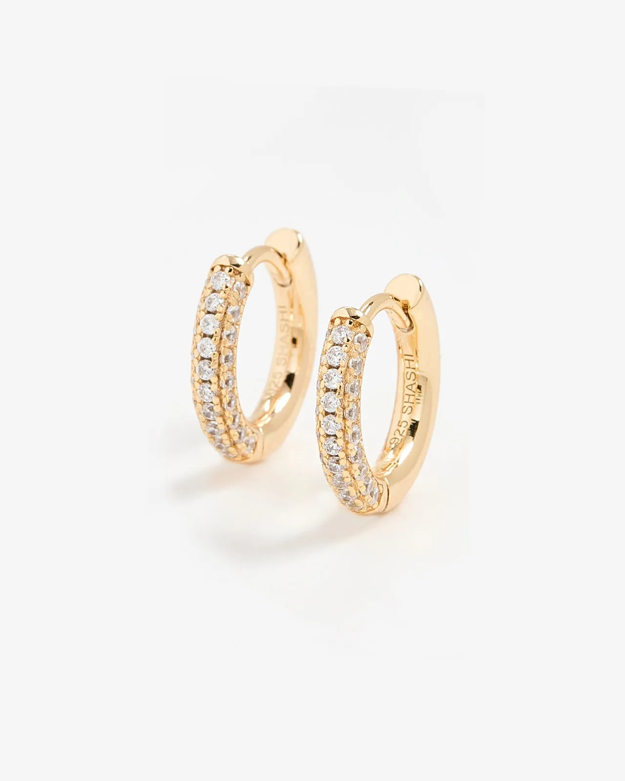 Shashi 18K Pave Huggie Earring