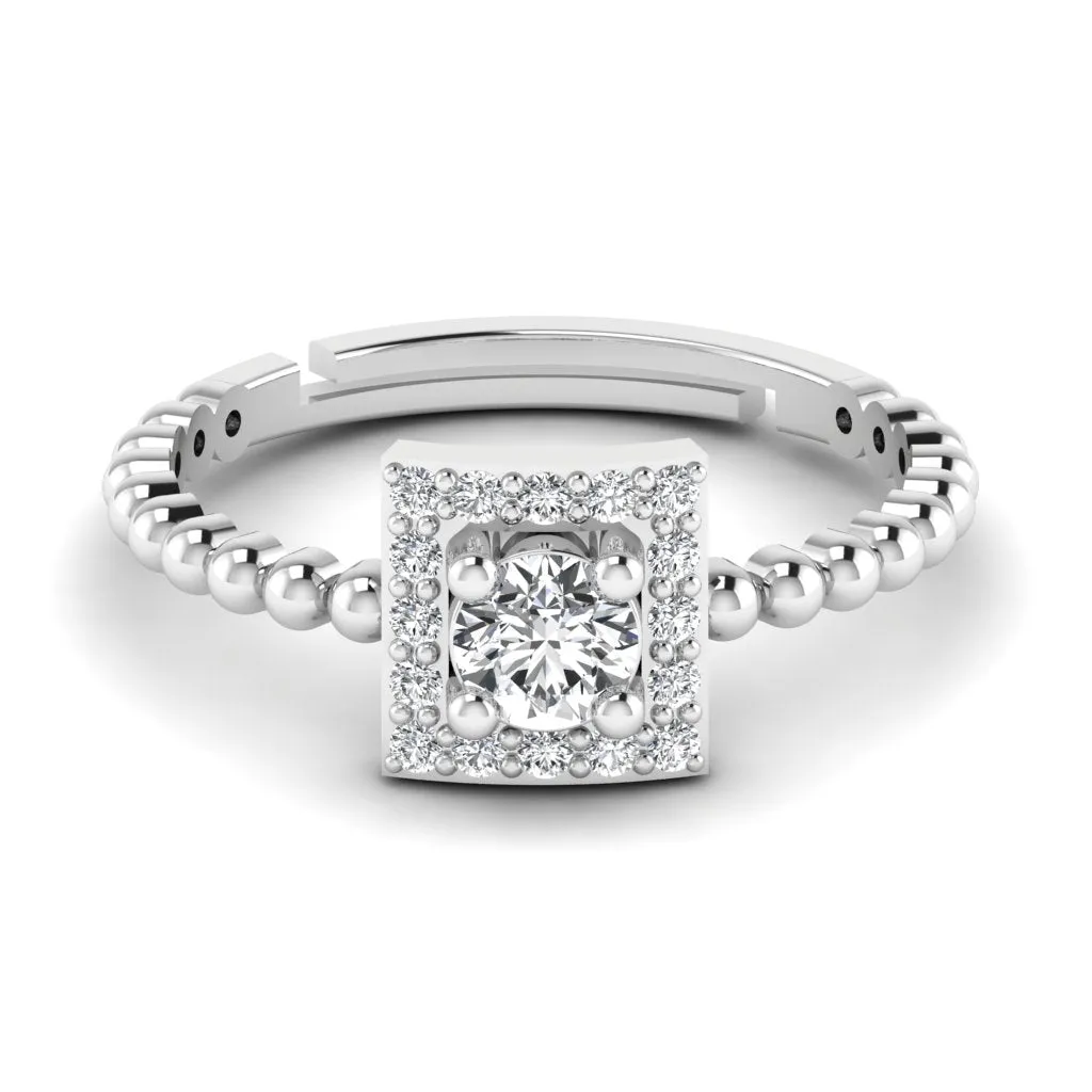 Sheeny Solitaire Silver Ring