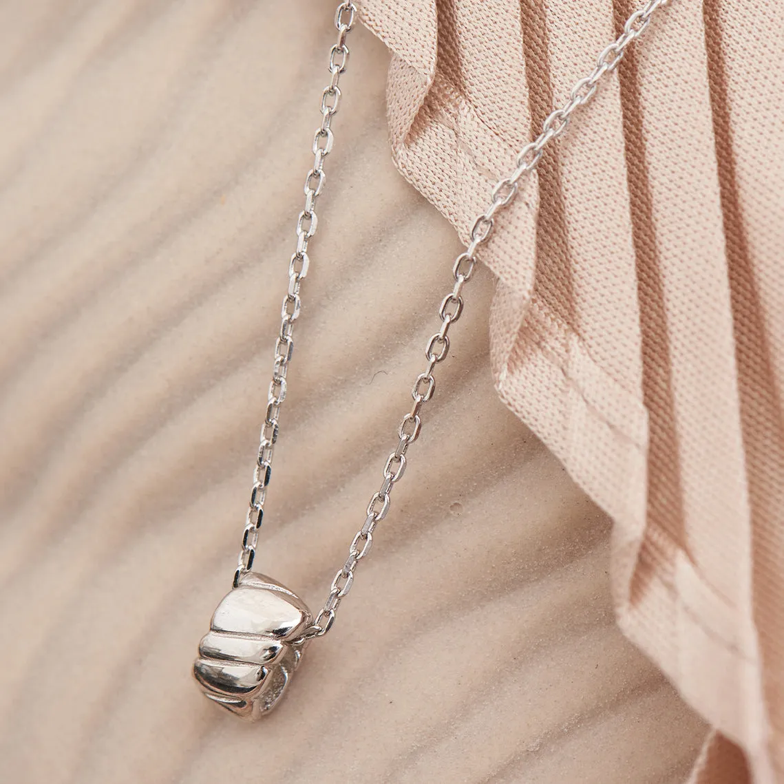 Silver Smooth Twist Pendant Necklace