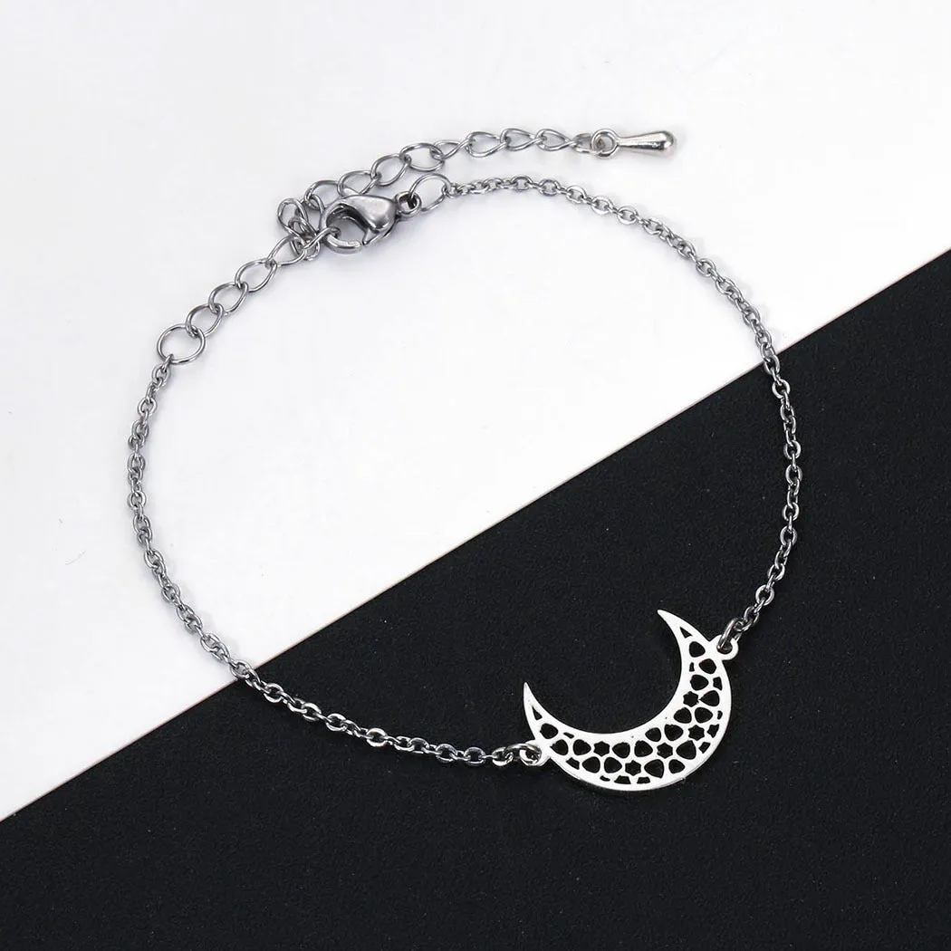 Simple Personality All-Match Stainless Steel Moon Anklet