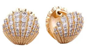 SJE311087 14K Seashell Clamp Earrings