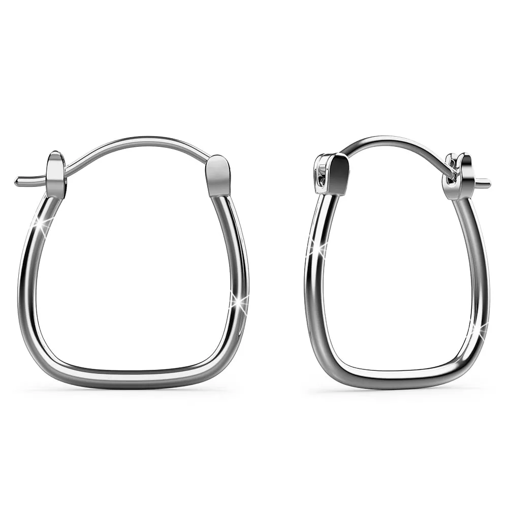 Solid 925 Signature Silver Horseshoe Hoop Earrings