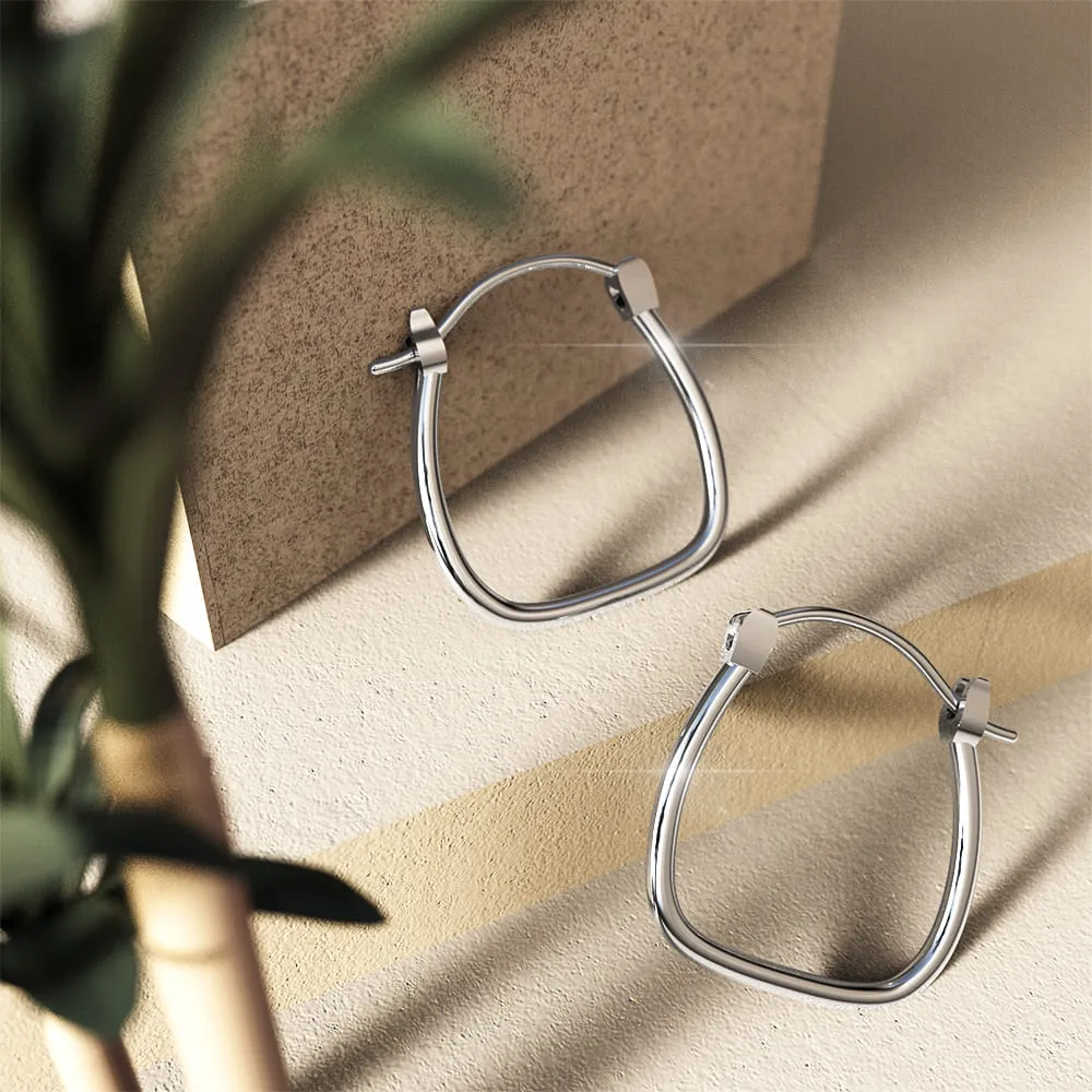 Solid 925 Signature Silver Horseshoe Hoop Earrings