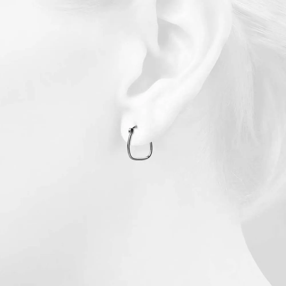 Solid 925 Signature Silver Horseshoe Hoop Earrings