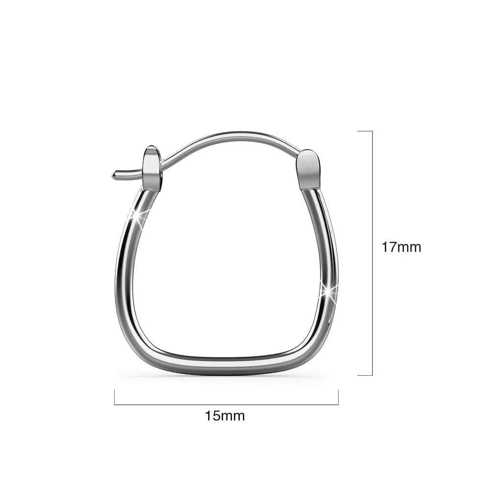 Solid 925 Signature Silver Horseshoe Hoop Earrings