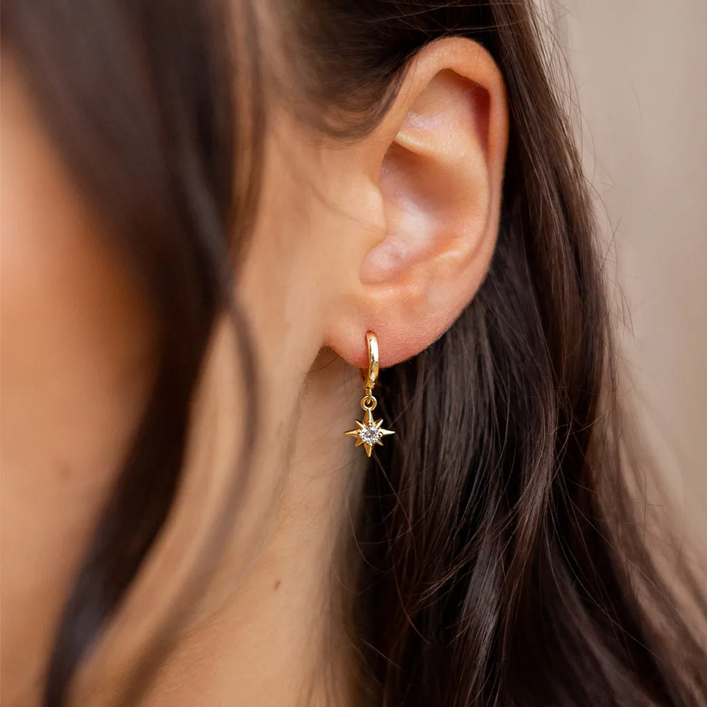 Star Dangle Hoop Earrings