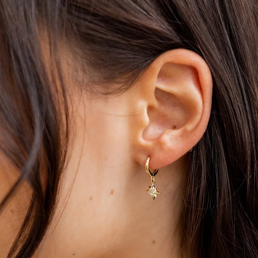 Star Dangle Hoop Earrings